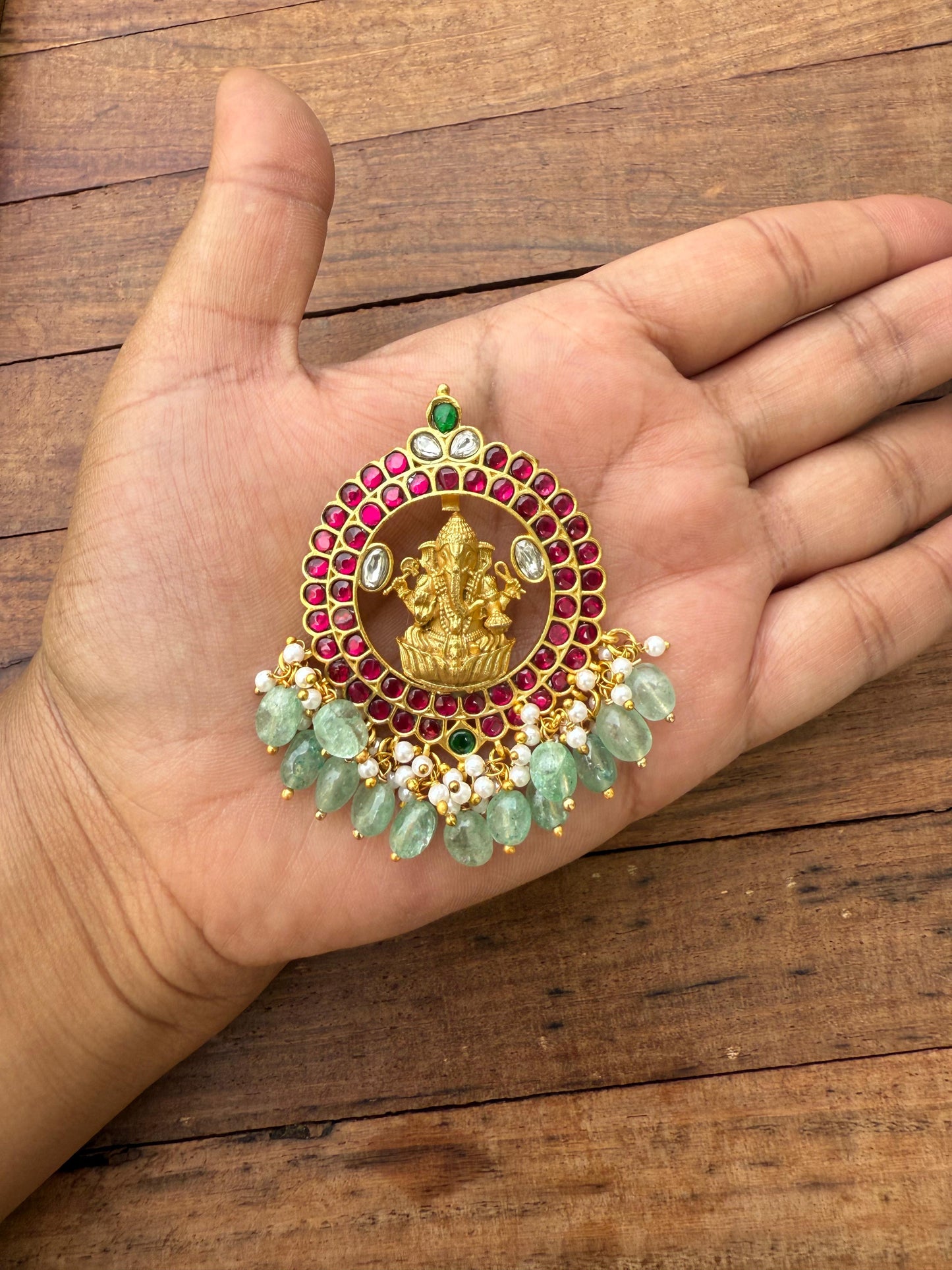 Real kundan ganesh locket maala available
