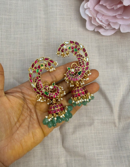Real kundan peacock earcuff design2