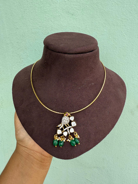 Victorian polish affordable parrot Moissanite locket/necklace