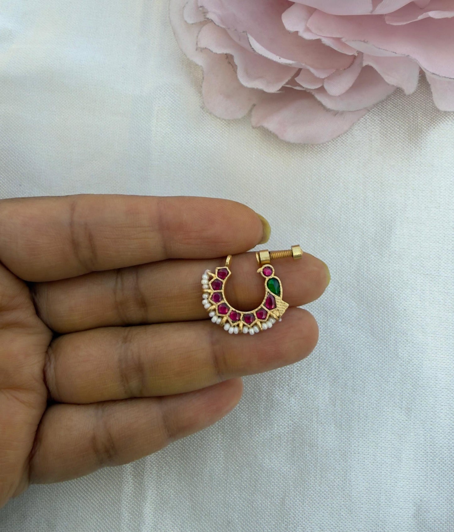 real kundan peacock affordable nosepin