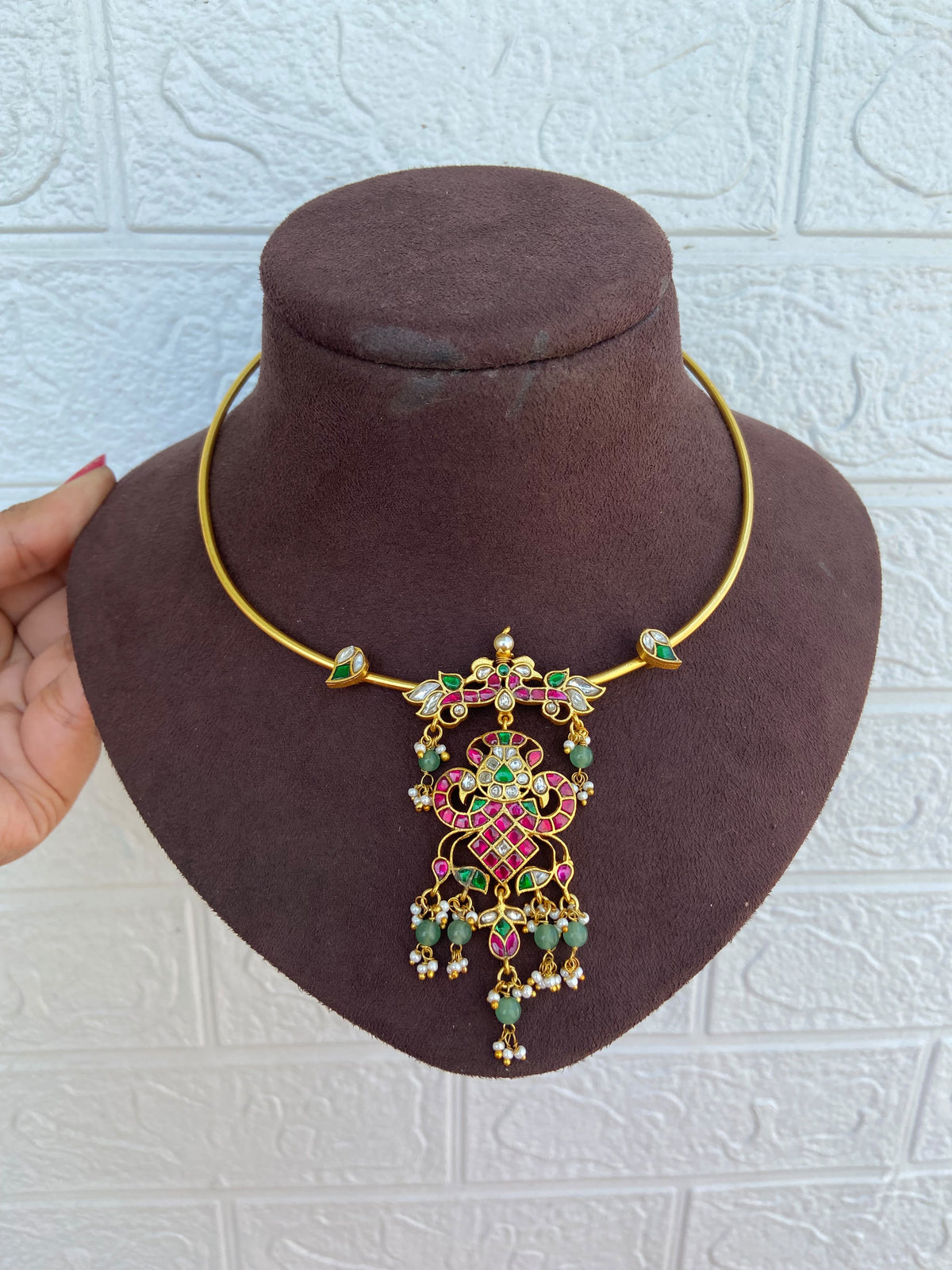 Four peacock mango real kundan kante
