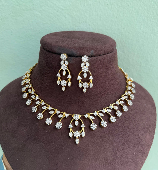 Full of flower diamond look alike stylish necklace