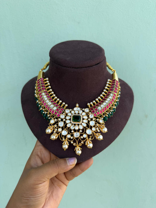 Moissanite real kundan heavy pearl stylish necklace 5