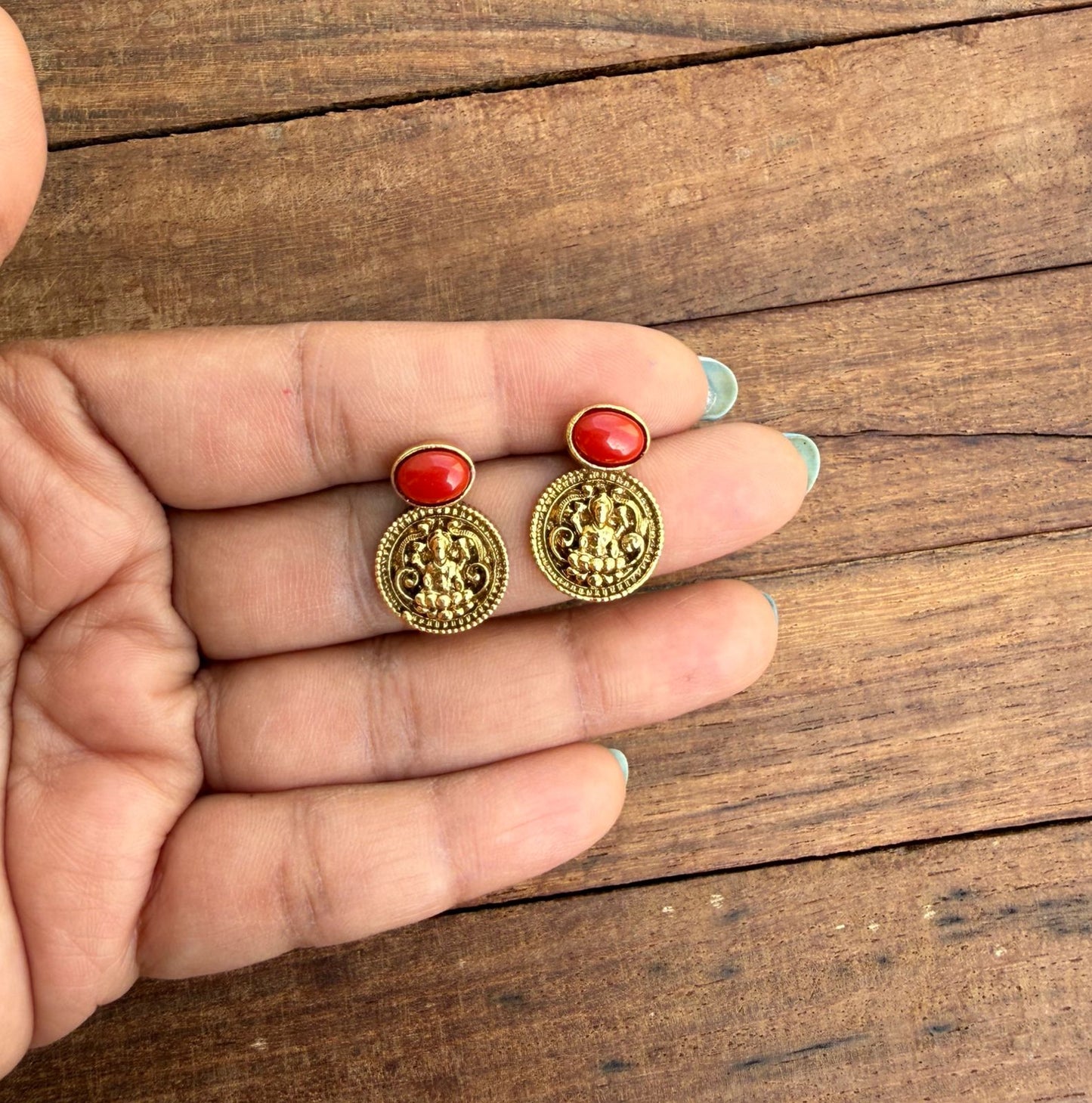 Lakshmi devi kasu earrings With invisible chain