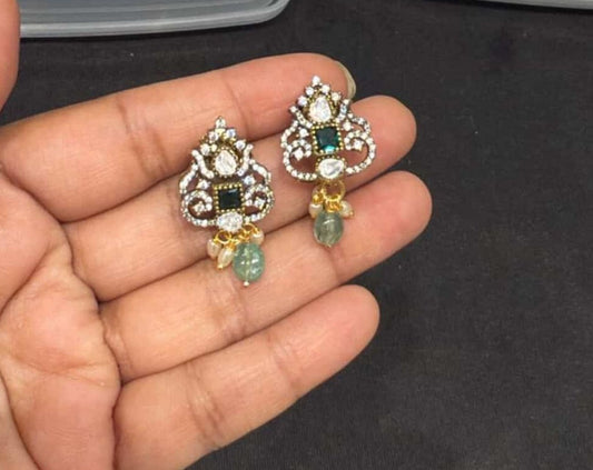 Moissanite stones Victorian studs design5