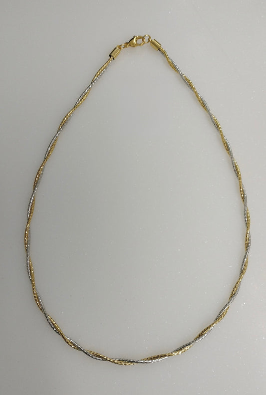 Twisted two line gold and silver shade chain