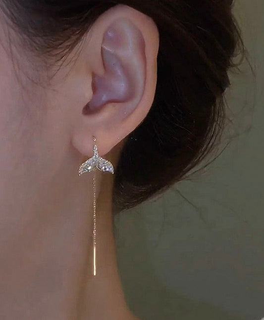 Sterling silver Mermaid or fishtail string or sui daga earrings