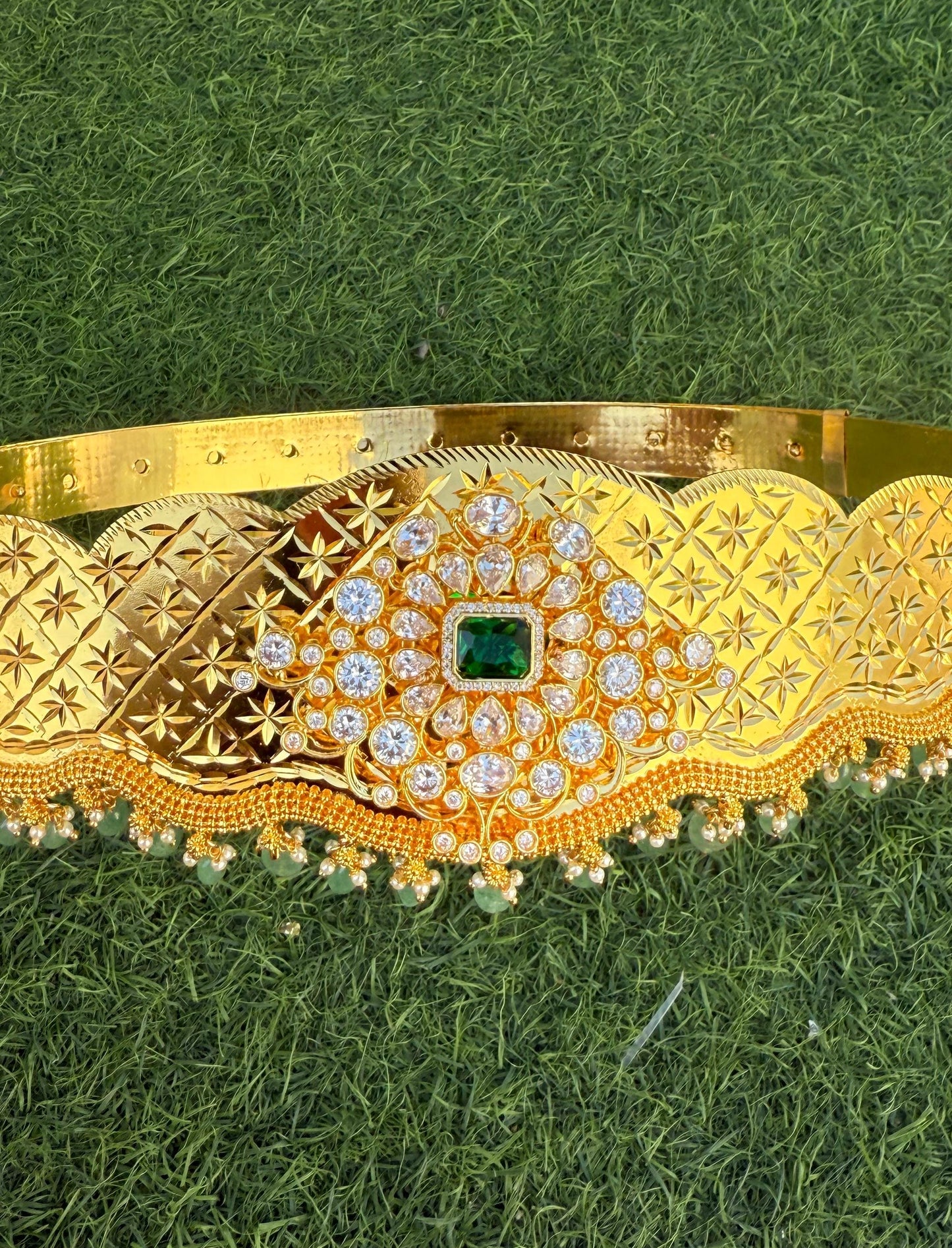 Moissanite locket engraved hipbelt