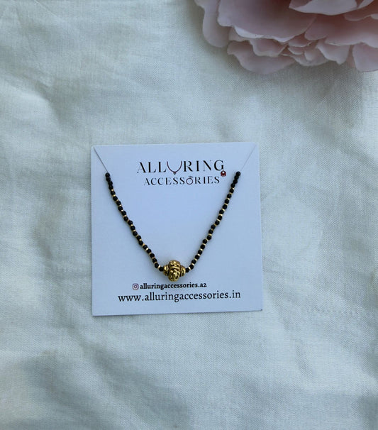 Nakshi ball engraved crystal Black beads necklace