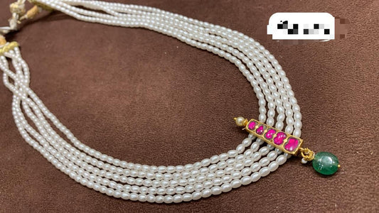 V shape pearl stylish real kundan mala