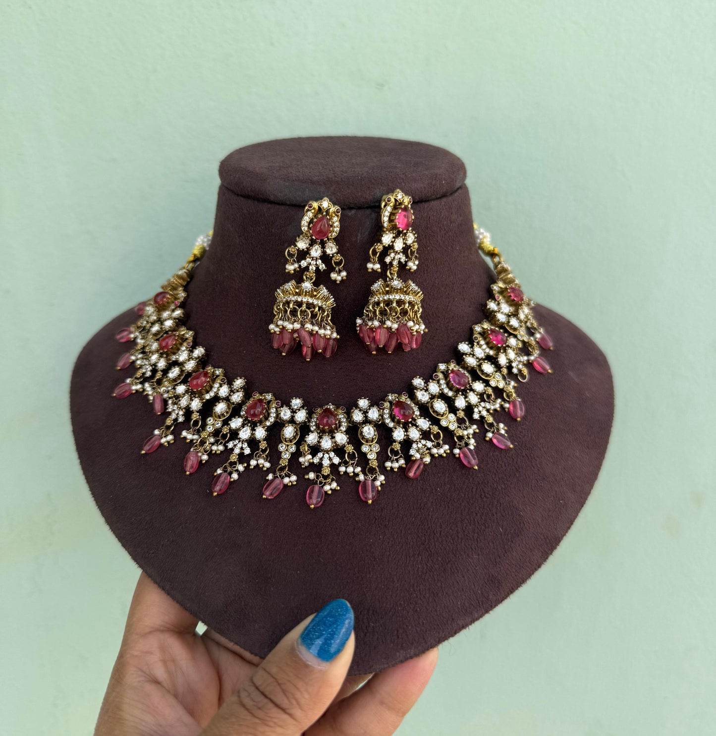 Royal victorian necklace with jhumkas