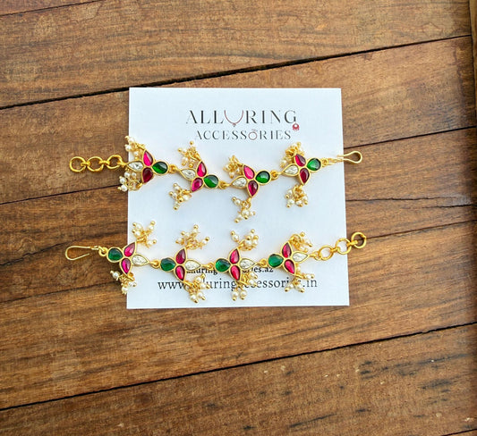 Four kundan diya style real kundan maatis or champasavaralu