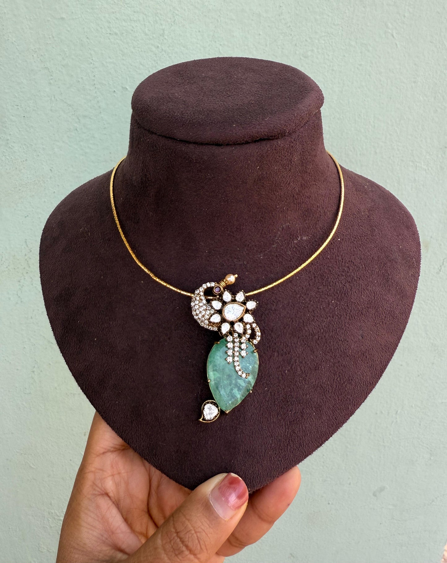 stylish doublet moissanite pastel colours peacock locket