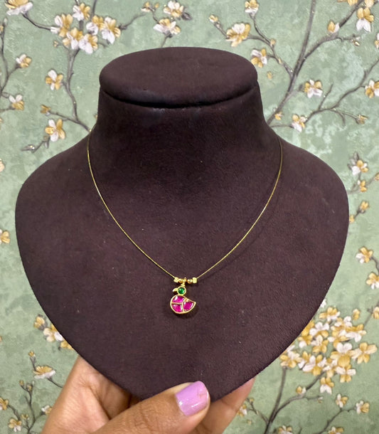 Real kundan swan pendant invisible necklace