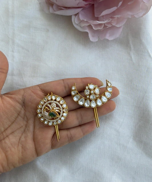 Peacock moissanite sun moon hair pins