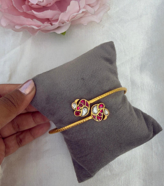 Swan real kundan adjustable bracelet/kada