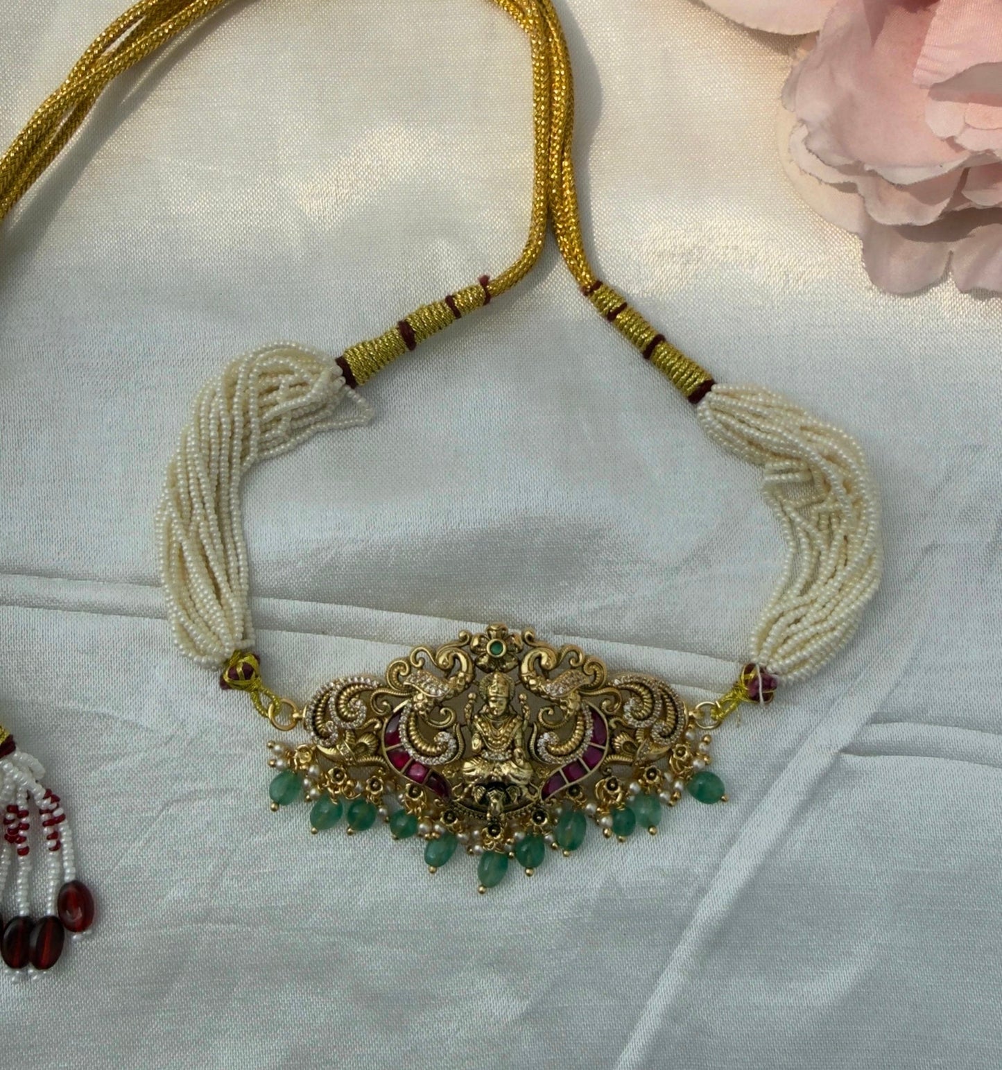 Lakshmi elephant real kundan full of pearls choker 5