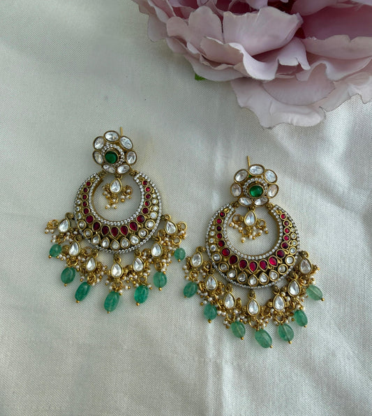 Polki kundan moissanite real kundan flower chandbalis