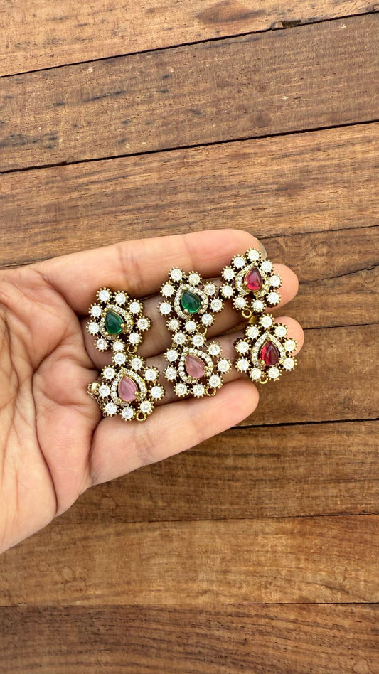 Pearl drop moissanite victorian studs