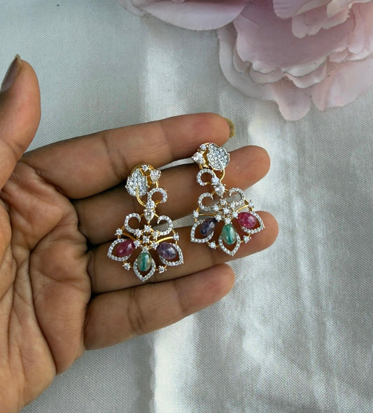 diamond finish leaf three multi coloured drops