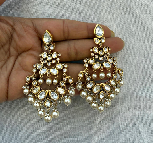 Polki kundan moissanite heavy look chandbalis