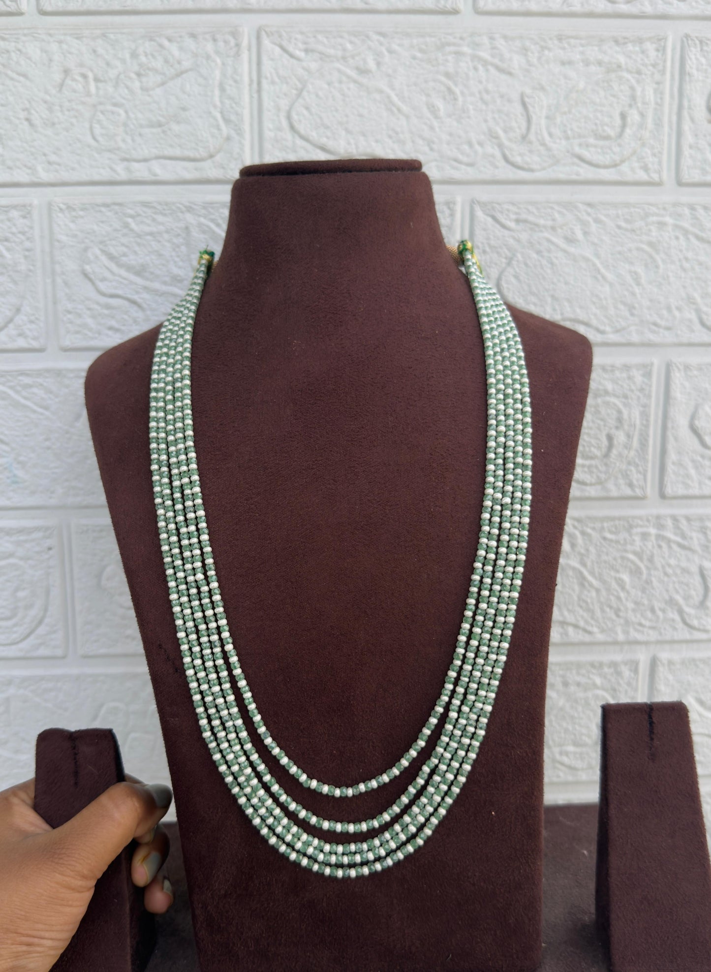 Five layered cz crystal beads mala