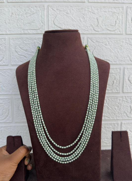 Five layered cz crystal beads mala