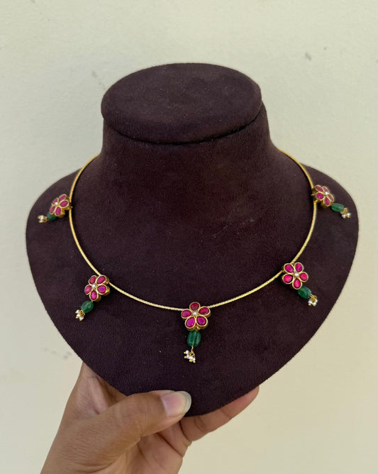 Five flower stylish real kundan necklace
