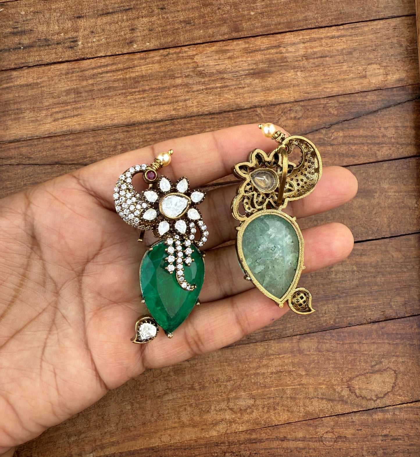 stylish doublet moissanite pastel colours peacock locket