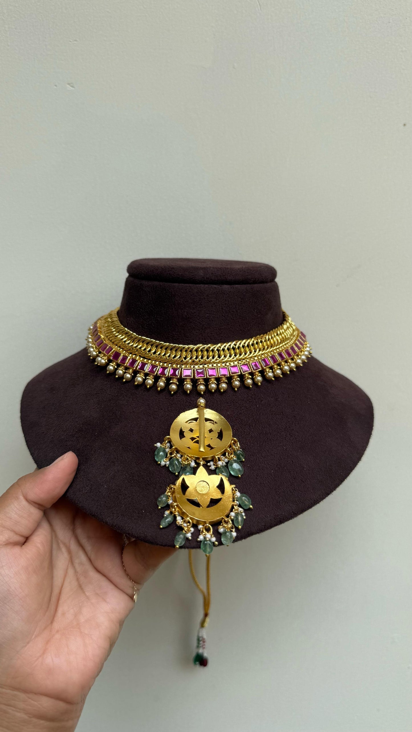 3 in 1 Detachable locket heavy real kundan jalebi necklace