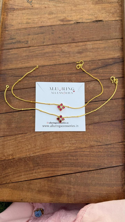 2 in 1 real Kundan rhombus anklets/choker