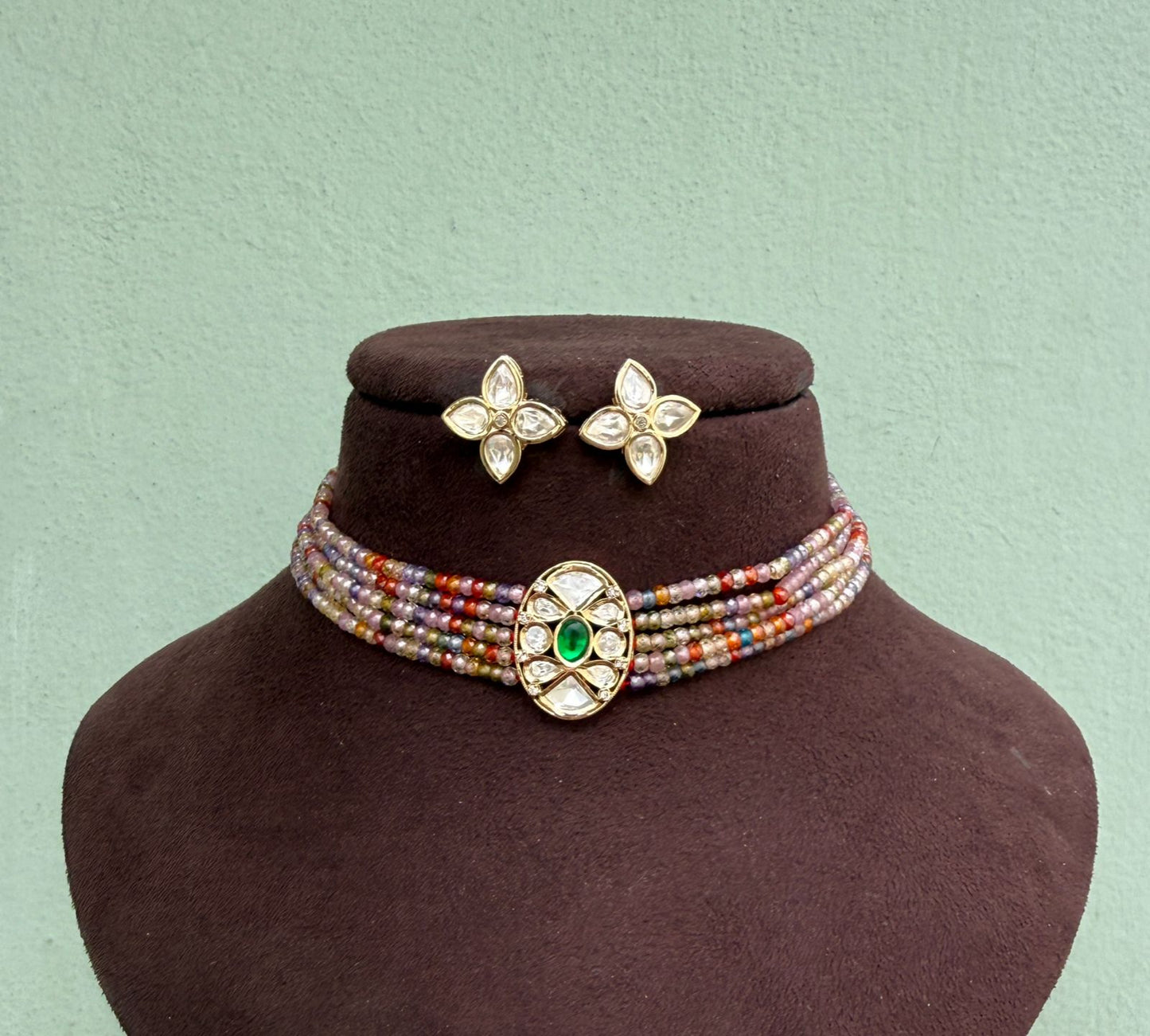Pastel cz stone multi choker