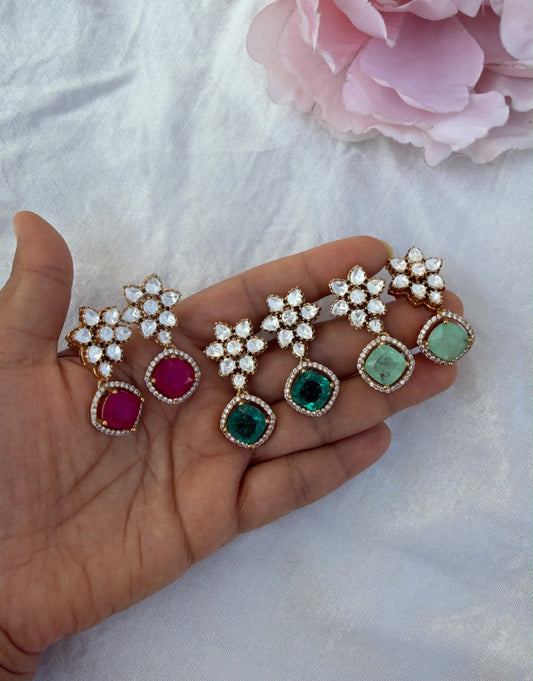 Moissanite flower affordable drop earrings