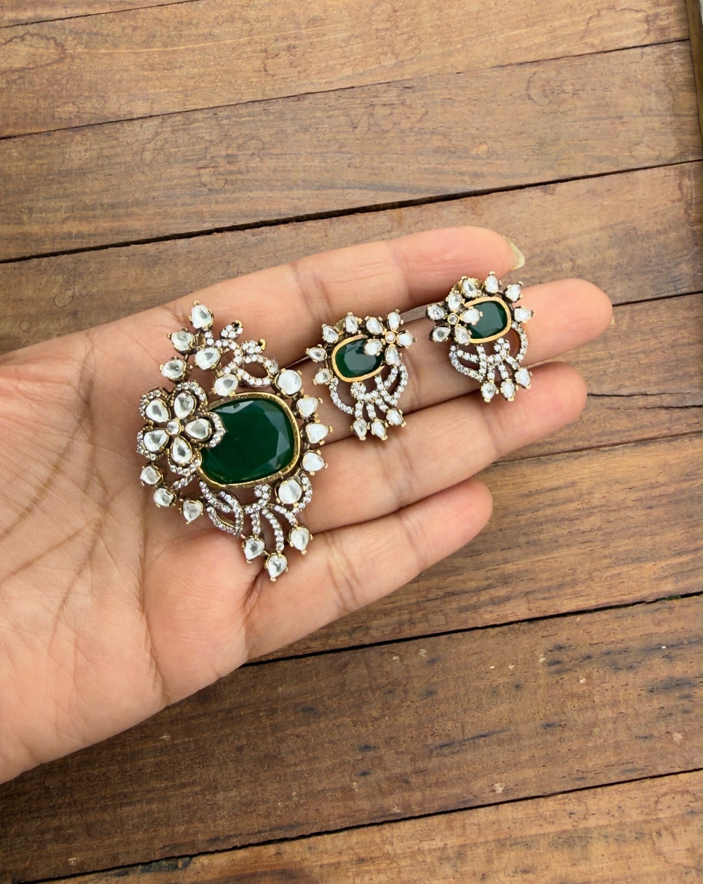 Moissanite doublet stone flower locket combo