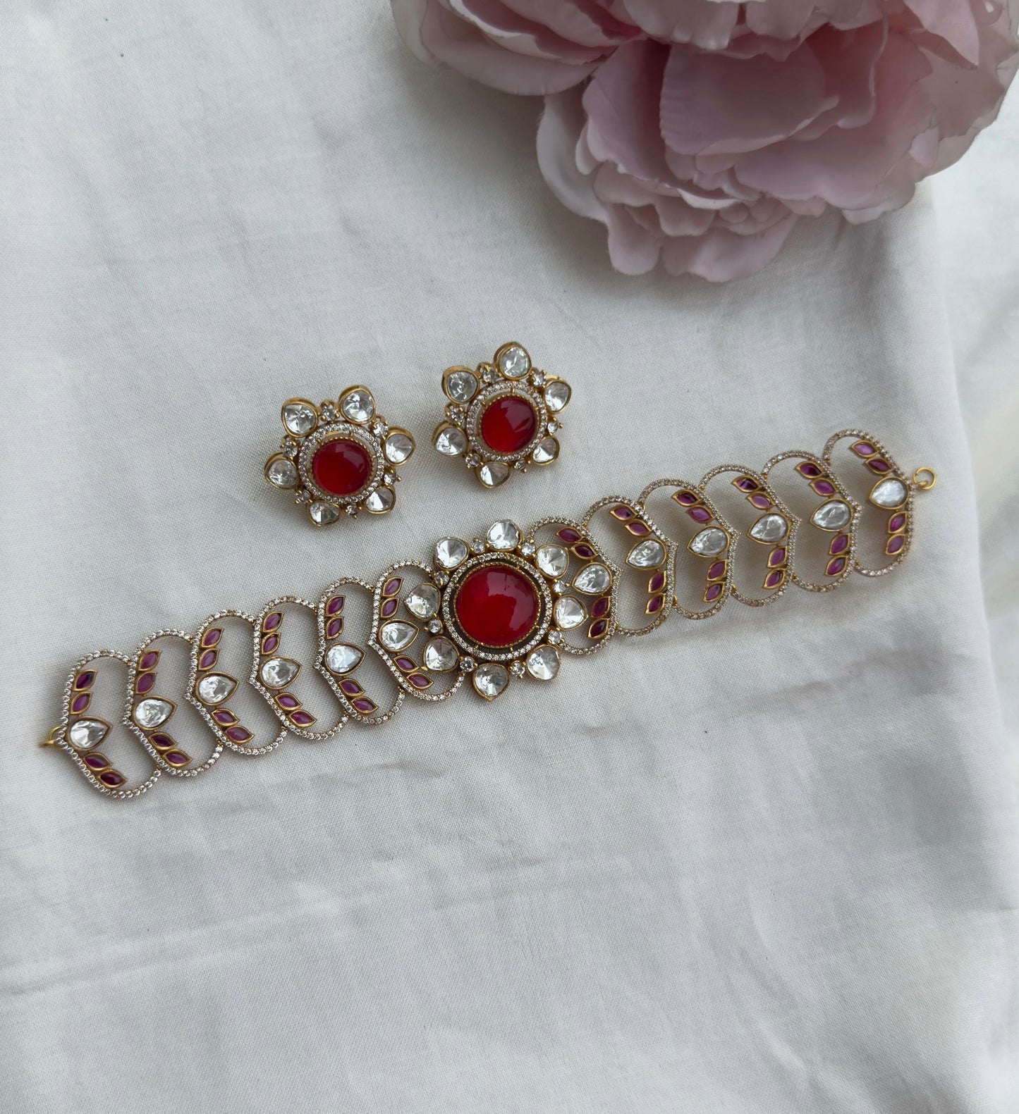 Designer Doublet moissanite choker with studs