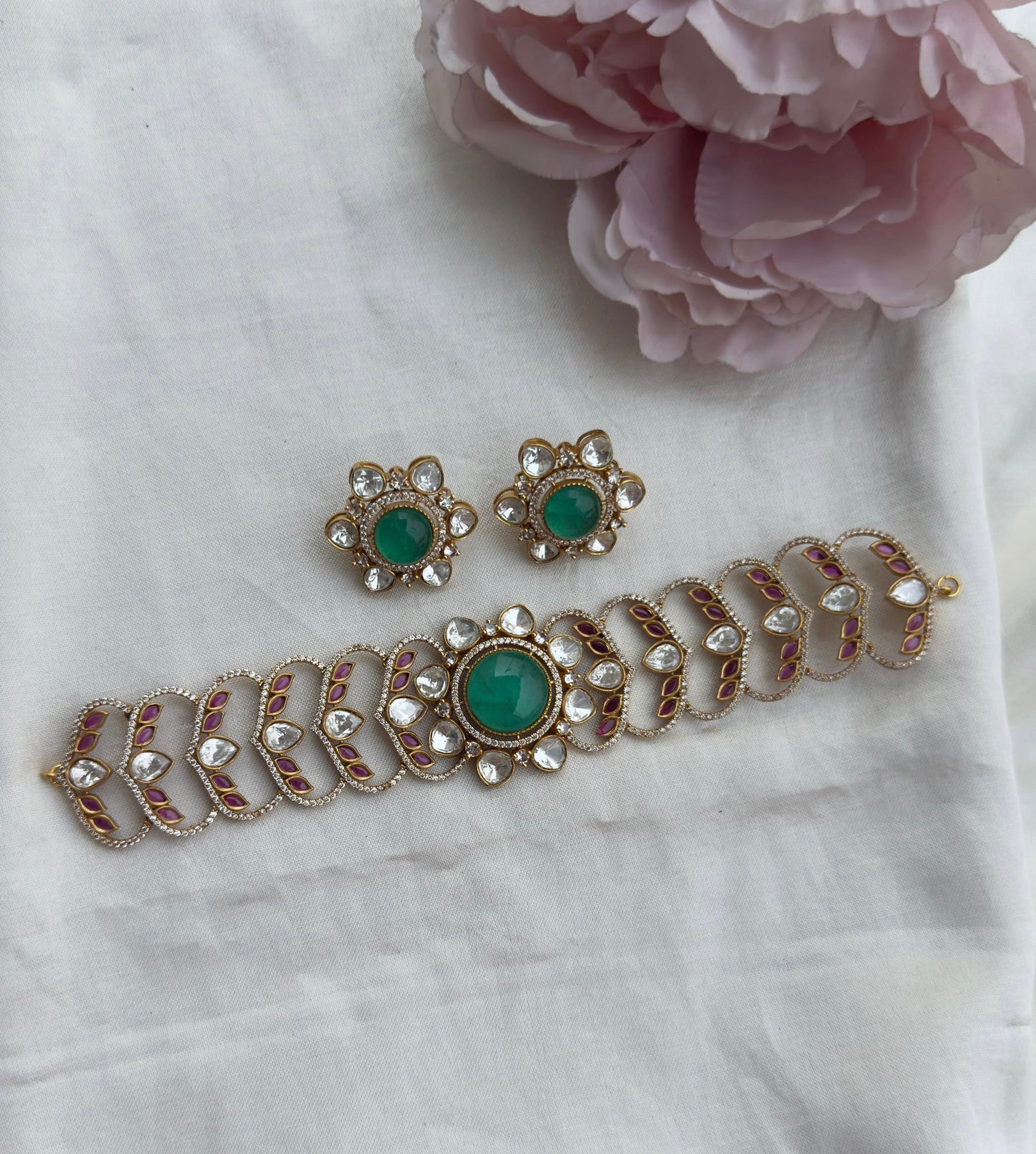 Designer Doublet moissanite choker with studs
