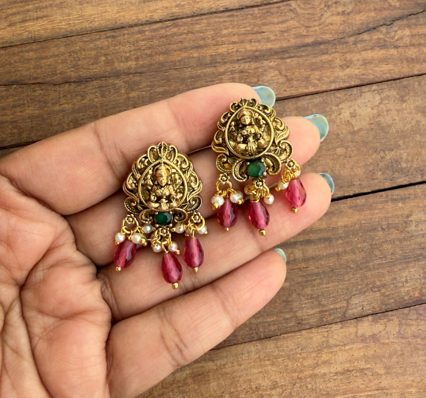 Lashmi devi pearl shape antique studs 5