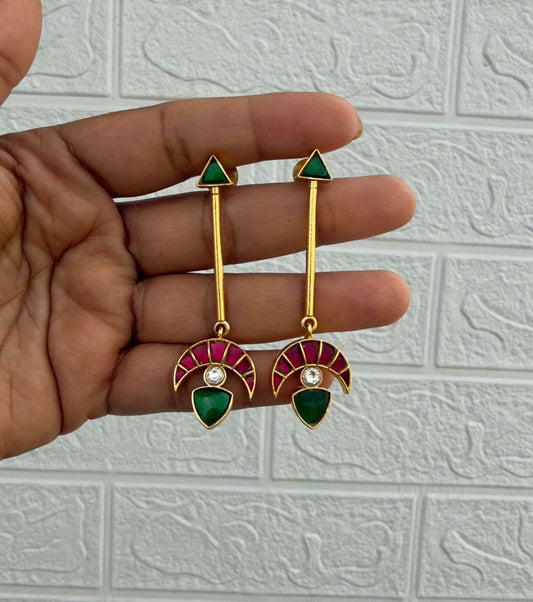 Lightweight real kundan statement reverse moon earrings