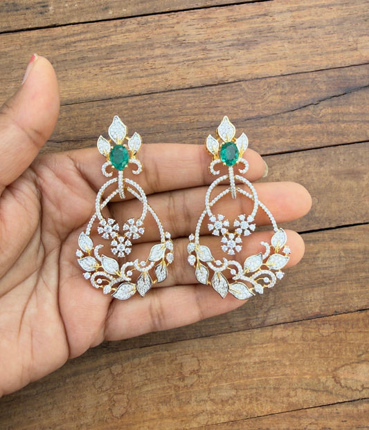 Diamond flower leaf statement earrings 5