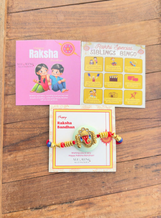 Colourful Ganesh Rakhi design1(Random Colours)
