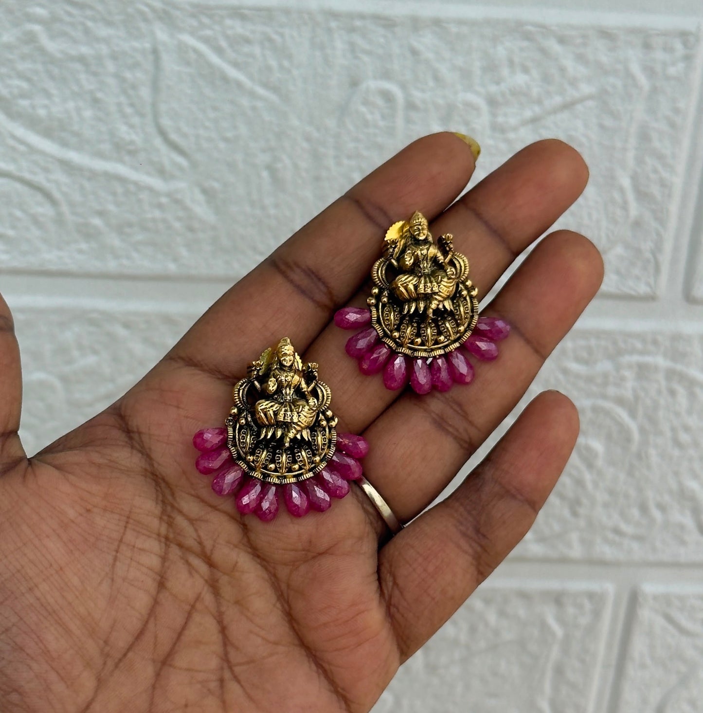 Beaded antique lakshmi devi studs