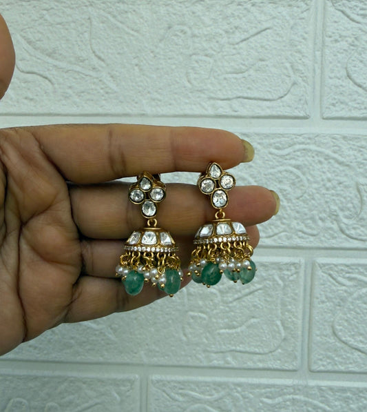 Four stone moissanite jhumkas