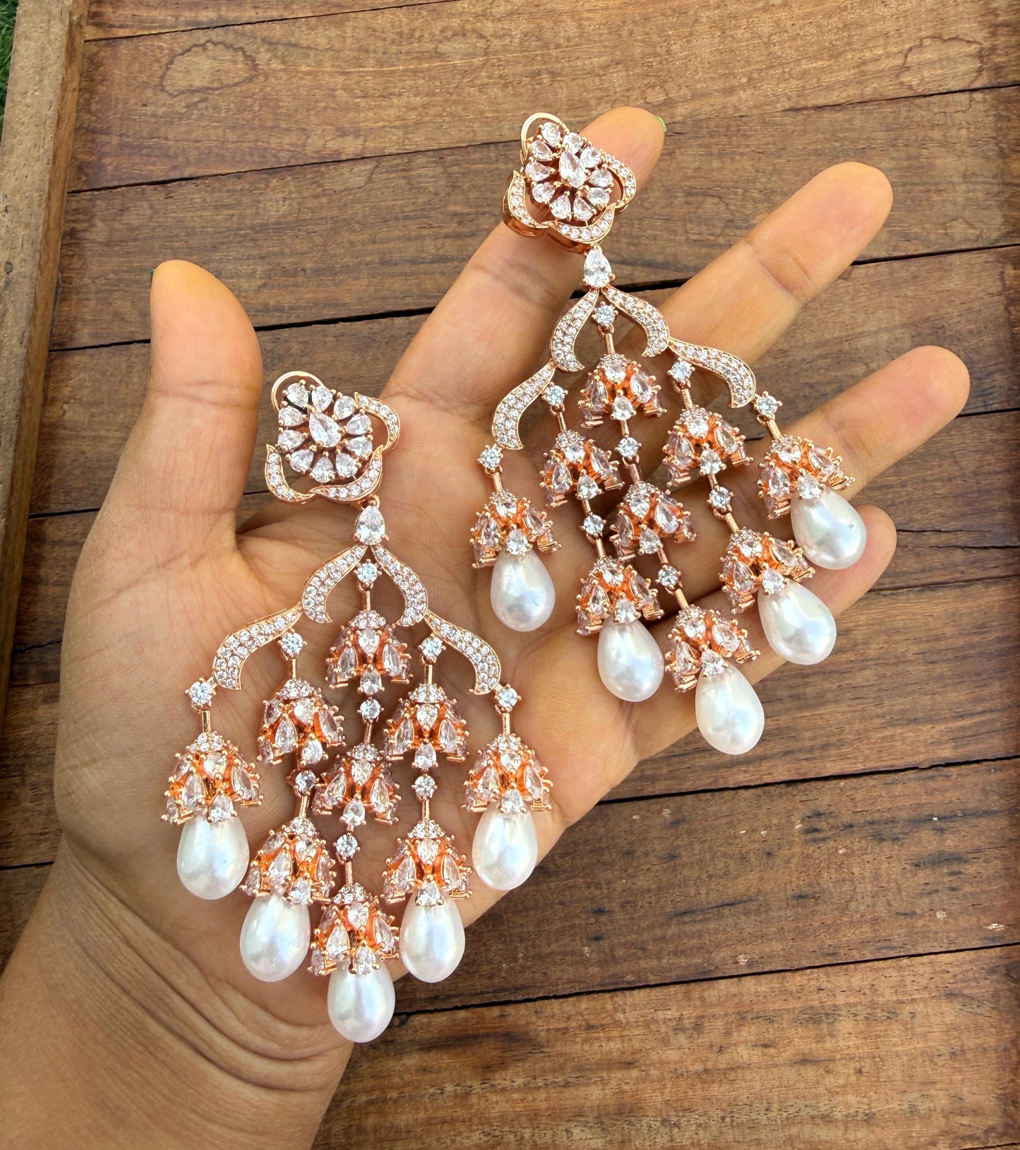Nine jhumka zircon partywear earrings