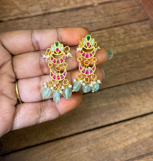 Two layered real kundan sale chandbalis