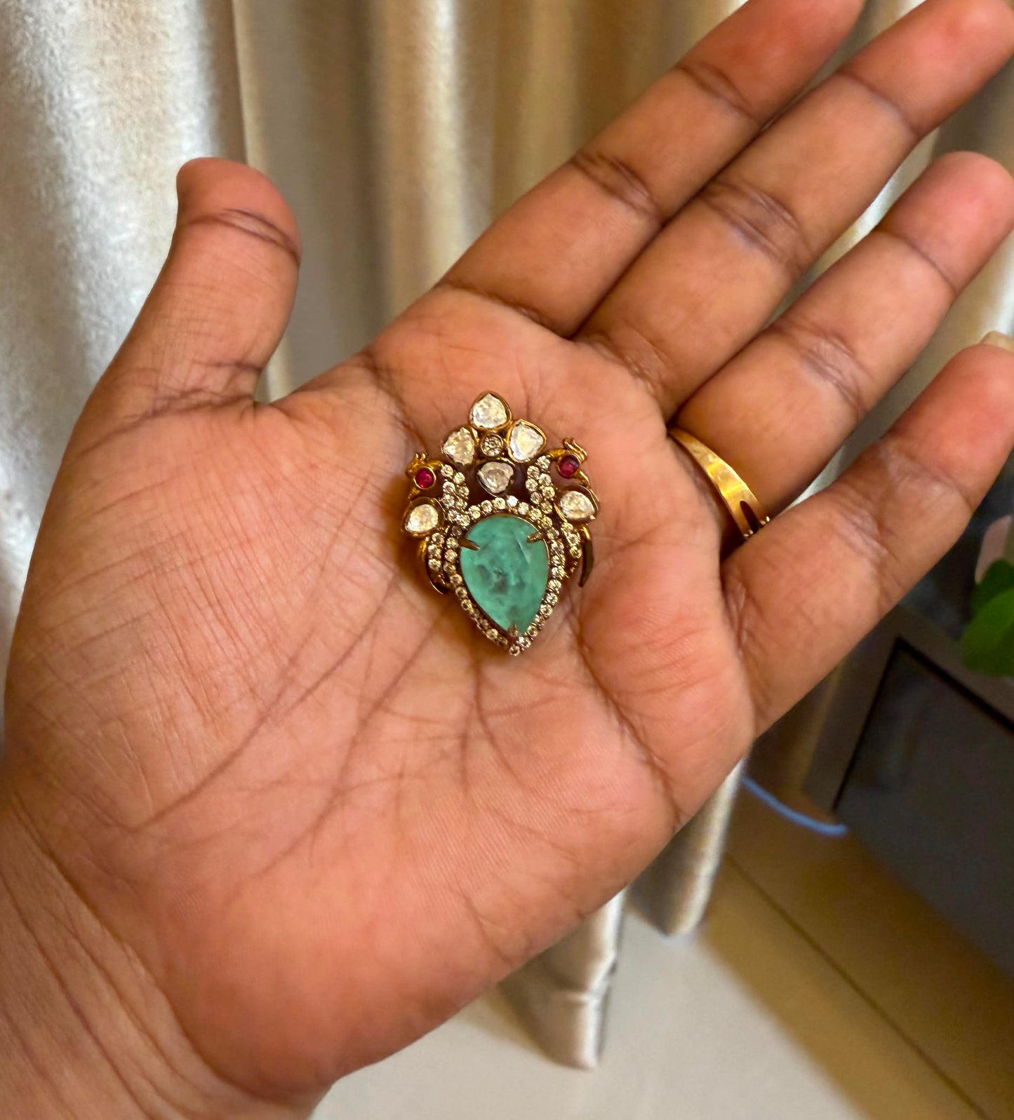 Dual peacock doublet moissanite locket