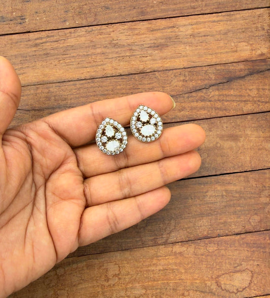 Four stone pearl drop Moissanite earrings