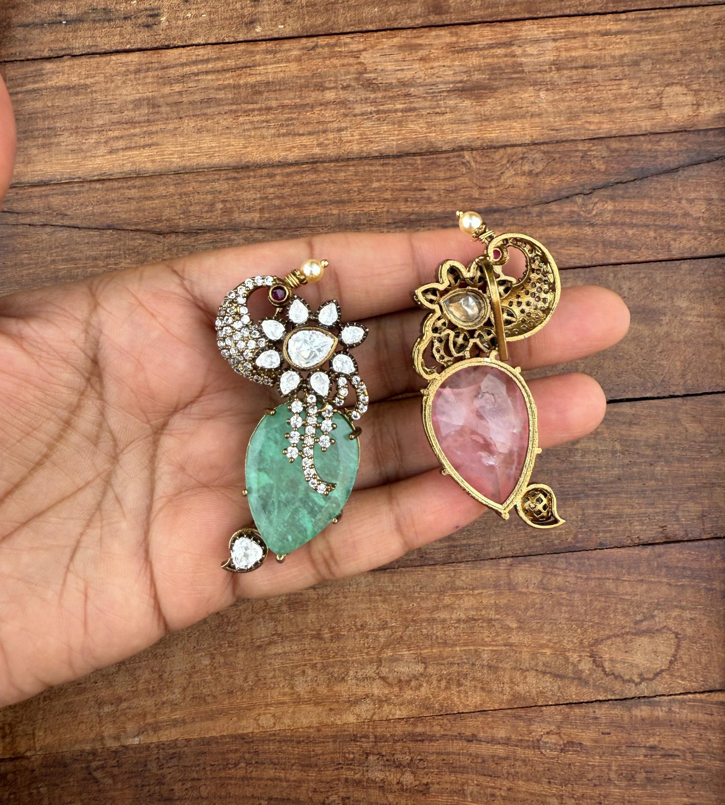 stylish doublet moissanite pastel colours peacock locket