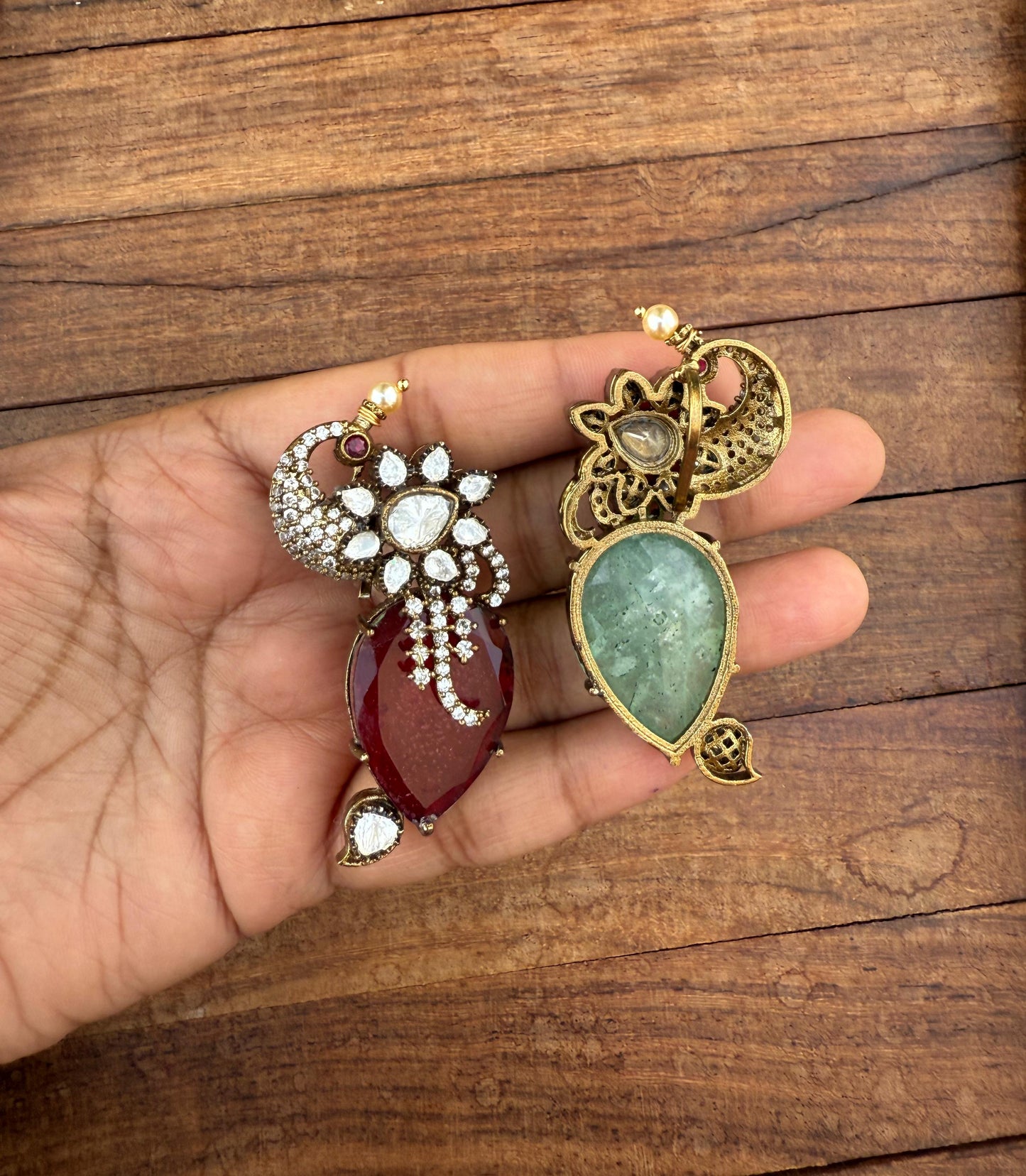 stylish doublet moissanite pastel colours peacock locket