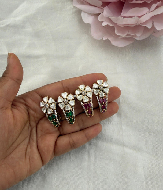 Moissanite red green stylish hoops