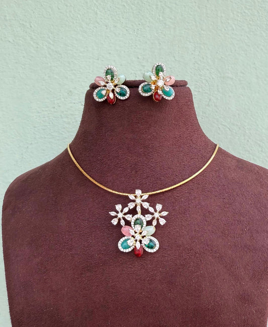 Six stone diamond finish locket combo